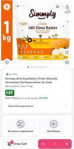 ZEPTO | Simmply Idli & Dosa Batter | Fresh, Naturally Fermented | No Preservatives, No Soda - 1kg