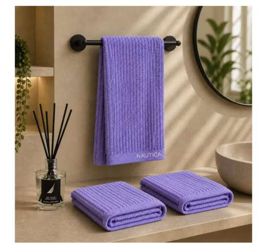 Click to enlarge Instamart - Nautica Cotton Towel Set with Reed Diffuser (600GSM, Grapemist)