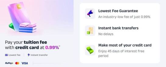 Pay any account by credit card @ 0.99%