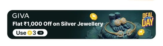 Flipkart X Giva ₹1000 Off on Silver Jewellery using 3 SuperCoins