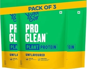 Yogabar Pro Clean Plant Protein | Unflavoured | 28g Protein per Serving | 500g (Pack of 3)
