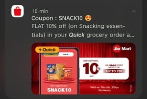Jiomart 10% off upto 30