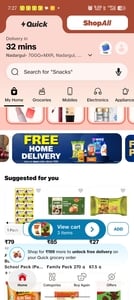 Jiomart free delivery on Mov @199 (location specific)