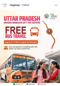 Raksha Bandhan Gift by UP Govt | FREE Bus Travel for Sisters + 1 Companion | Aug 27–29