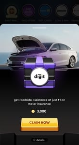 CRED Rewards: Digit Roadside Assistance at Just ₹1