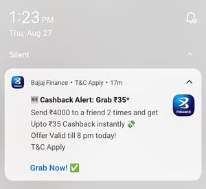 Bajaj Finance: Send ₹4,000 to a friend 2 times and get up to ₹35 instant cashback | Got ₹10 cashback