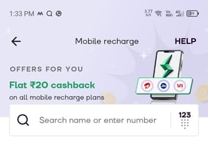 Navi UPI: Recharge for Just ₹10 & Get ₹20 Cashback! (User specific)