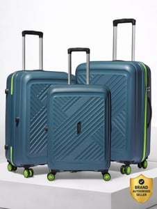Click to enlarge ALFA by VIP Hard Body Set of 3 Luggage 8 Wheels | Trolley Bag Flushed Combination Lock - Blue