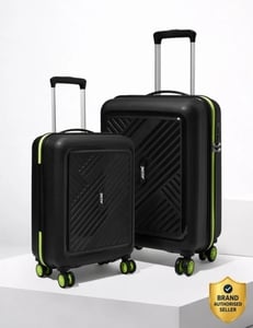 ALFA by VIP Hard Body Set of 2 Luggage 8 Wheels | Trolley Bag Flushed Combination Lock Black
