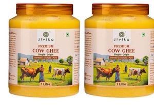 Jivika Organics premium cow ghee single origin 1L - pack of 2 (2 X 1L)