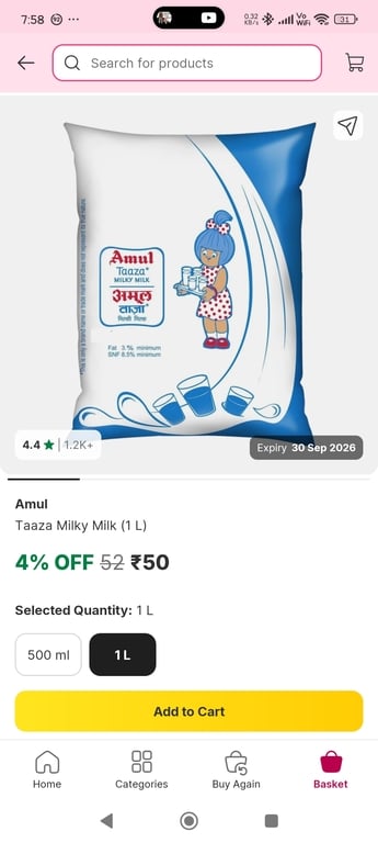 [Price Error] Amul Taza Mill
