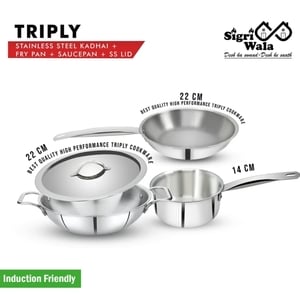 Sigri-wala Cook Healthy Triply Cookware Set (Triply, 4 - Piece)