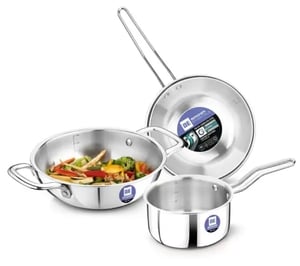 BERGNER BE Essentials Tripro Triply 3 Pcs Induction Bottom Cookware Set (Triply, 3 - Piece)
