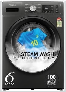 Whirlpool Smart Choice 9 Kg Star inverter Front Load Fully Automatic Washing Machine with In-Built Heater (SUPREME CARE 9014-E, Midnight Grey, 100+ Tough Stains, 1400 RPM)