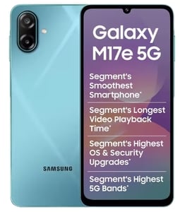 Click to enlarge Samsung Galaxy M17e | 4 GB RAM & 128 GB Storage | 6000 mAh Battery | 50 MP + 2 MP Rear Camera | 6.7" Display | Blitz Blue on