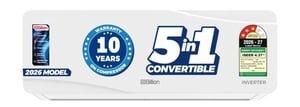Click to enlarge Billion 2026 Model 0.95 Ton 3 Star Split Inverter 5-in-1 Convertible AC (103IPG26WBN, White)