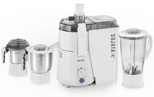 Sujata Powermatic Maxima Juicer Mixer Grinder|900 Watts|3 Jars (White)