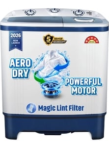 Kenstar 6.5 kg 5Star Rated Semi Automatic Top Load Blue, White (KSSA655NNNDB)