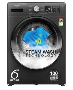 Click to enlarge Whirlpool 8 kg 5 Star Inverter Steam Technology, Fully Automatic Front Load In-built Heater Grey(XS8014BWME)
