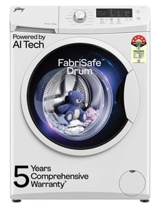 Godrej 6.5 kg Al Powered, FabriSafe Drum, Eco Wash Fully Automatic Front Load White (WFEON CRS 6510 5.0 FKEDM E GLWH)