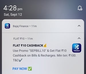 Bajaj Finance: Flat ₹10 Cashback on Bills & Recharges | Min txn: ₹100 (Account specific)