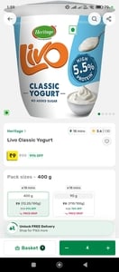 Click to enlarge big basket - heritage living classic yogurt 400ml