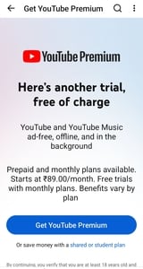 Click to enlarge YouTube Premium: Get 1 Month Free Trial Again – ₹0