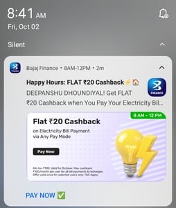 Bajaj Finance: Flat ₹20 Cashback on Electricity Bill Payment | MTV ₹100 | 8 AM – 12 PM