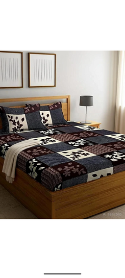 Double Flat 150 TC Floral 1 Summer Bedsheet with 2 Pillow Cover