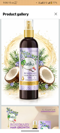 Click to enlarge DABUR Vatika Rosemary Hair Growth Oil With Hibiscus & Coconut Oil - 100Ml | Stimulates Hair Growth And Thickness | Reduces Hair Fall | Co-Created With Dermatologist | No Mineral Oil |Animal Test Free