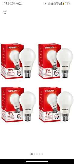 EVEREADY 9 W Standard B22 LED Bulb pack of 4