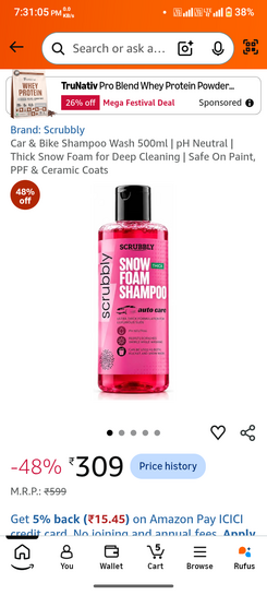 Click to enlarge Car & Bike Shampoo Wash 500ml | pH Neutral | Thick Snow Foam for Deep Cleaning | Safe On Paint, PPF & Ceramic Coats