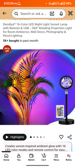 Desidiya® 16-Color LED Night Light Sunset Lamp with Remote & USB – 360° Rotating Projection Light for Room Ambience, Wall Decor, Photography & Mood Lighting