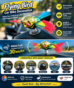 Flying Bird Car & Bike Decoration | Wind-Powered Flapping Wings Vehicle Ornament