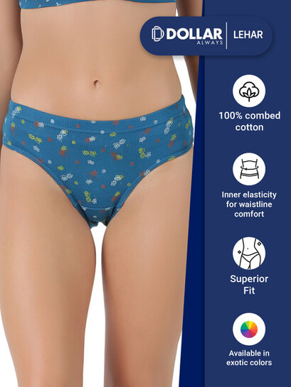 Dollar MLHPT-01P-PO5-ASST1 Pack of 5 (Size XL) Lehar 100 % Combed Cotton Fabric Mid-Rise Multicolor Hipsters