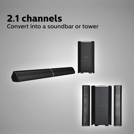 PHILIPS MMS8085B/94 Convertible 80 W Bluetooth Soundbar (Black, 2.1 Channel)