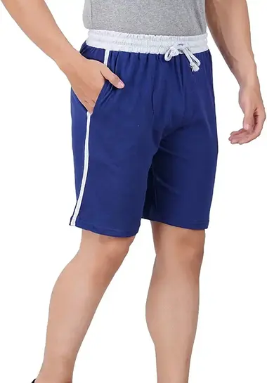 Click to enlarge Pride Apparel Blue Colour Men's Pure Cotton 2XL Shorts with Pockets