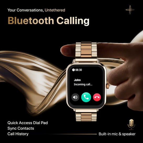 Click to enlarge Fire-Boltt Ninja Blaze 1.83 inch HD Display Stainless Steel Built Bluetooth Calling Metal Body Smartwatch (Imperial Gold)