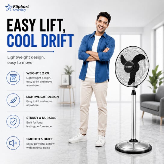 Flipkart SmartBuy Metallic Grey Falcon Signature with 2 Year Warranty High Air Delivery, Ultra High Speed 400 mm Pedestal Fan
