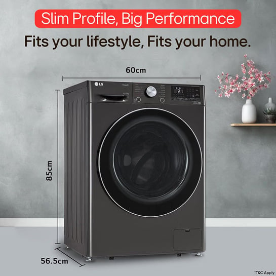 [Account/Interface specific] LG FHD1207STB Smart Choice Platinum Black 12 Kg (Wash)/7 Kg (Dry) AI Direct Drive Technology,Steam+ & Wi-Fi Front Load Fully Automatic Washer Dryer