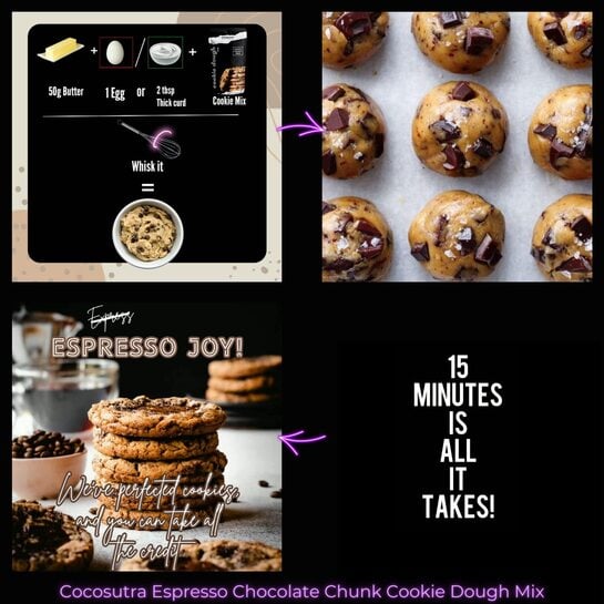 COCOSUTRA Cookie Dough Mix Pack of 4 | Cookie Monster Bundle | 100% Natural & Vegan | 3 Easy Steps for Perfect Cookies - Mix, Scoop & Bake