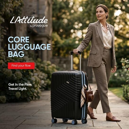 Core Set of 2 Trolley Bags Cabin + Medium Polypropylene Hard Suitcase, 8 Spinner Wheels, Recessed Number Lock, Lightweight Luggage for Men & Women Midnight Black/Arctic Blue [Prime Rewards + SBI Cards]
