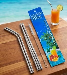 Rs 32, tainless Steel Straws Pack of 5, Reusable ,Environment Friendly, with cleaning brush , Digihaat