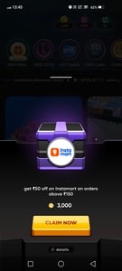 50₹ off on Instamart mov 150₹ - cred app (maybe user specific)