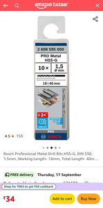 Bosch Professional Metal Drill Bits (pack of 10 bits)