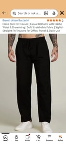 Hurry Men’s Slim Fit Trouser | Casual Bottoms with Elastic Waist & Drawstring 2xl available