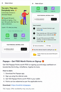 Papapa: Get ₹100 Worth Points on Signup + Up to 100% Cashback