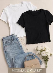 Pack of 2 Casual Cap Sleeves Self Design Women Black, White Top