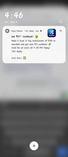 Bajaj upi: send 100 to Marchant 5 times got upto 31