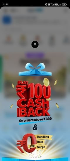 Amazon now:100 off on 399 order